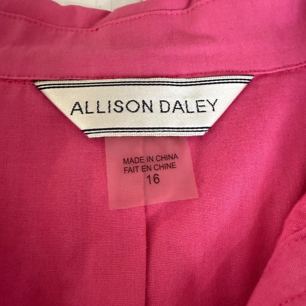ALLISON DALEY Pink Textured Button Front Jacket Women Size‎ 16 Spring Church - Picture 5 of 15